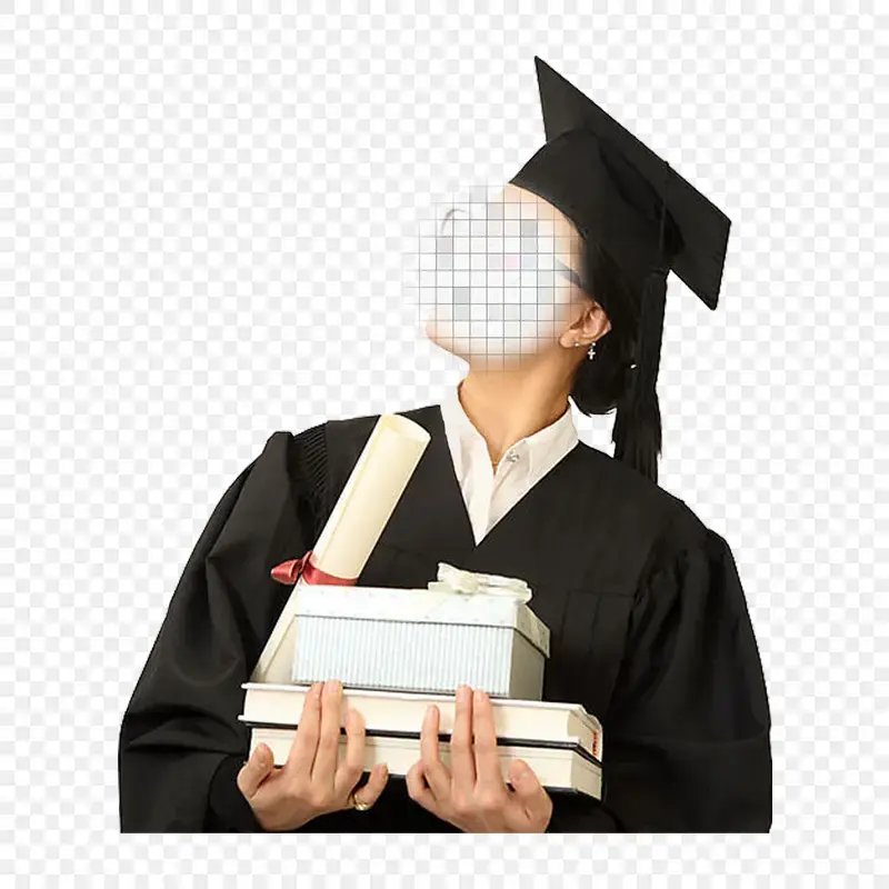 着学士服的毕业女学生png素材免抠素材png免费下载